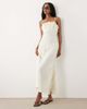Miss Selfridge Miss Selfridge satin tie front cami maxi dress in ecru-White - 1