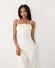 Miss Selfridge Miss Selfridge satin tie front cami maxi dress in ecru-White - 4