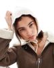 Miss Selfridge Miss Selfridge scallop detail pointelle bonnet in cream-White - 1
