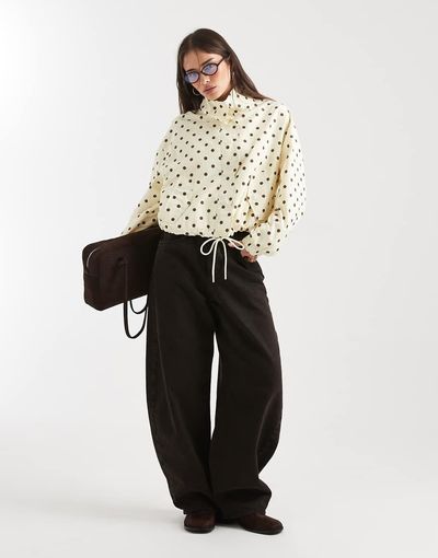 Miss Selfridge Miss Selfridge scallop detail windbreaker in polka dots-White