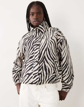 Miss Selfridge Miss Selfridge scallop detail windbreaker in zebra-MULTI