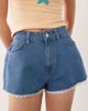 Miss Selfridge Miss Selfridge scallop hem denim mom shorts-Blue - 3
