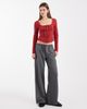 Miss Selfridge Miss Selfridge scoop front corset top with lace trim in burgundy-Red - 2