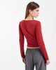 Miss Selfridge Miss Selfridge scoop front corset top with lace trim in burgundy-Red - 3