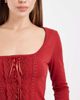 Miss Selfridge Miss Selfridge scoop front corset top with lace trim in burgundy-Red - 4