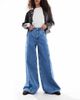 Miss Selfridge Miss Selfridge seam detail flared jeans in mid wash-Blue - 1