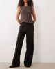 Miss Selfridge Miss Selfridge seam detail wide leg tailored pants with cuffed hem in black - 1