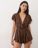 Miss Selfridge Miss Selfridge sequin batwing sleeve romper in chocolate-Brown - 1
