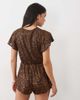 Miss Selfridge Miss Selfridge sequin batwing sleeve romper in chocolate-Brown - 4