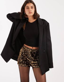 Miss Selfridge Miss Selfridge sequin booty shorts-Gold