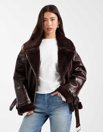 Miss Selfridge Miss Selfridge shiny aviator in burgundy-Red