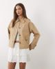 Miss Selfridge Miss Selfridge short trench coat with bow back detail in tan-Neutral - 3