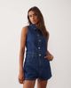 Miss Selfridge Miss Selfridge sleeveless denim romper with seam detailing in indigo wash-Blue - 1