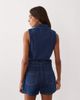 Miss Selfridge Miss Selfridge sleeveless denim romper with seam detailing in indigo wash-Blue - 4