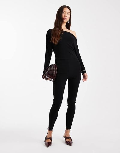 Miss Selfridge Miss Selfridge slouchy asymmetric jumpsuit in black