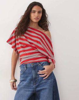 Miss Selfridge Miss Selfridge slouchy top in stripe-MULTI