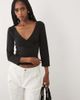 Miss Selfridge Miss Selfridge soft touch wrap corset seamed top in black - 1