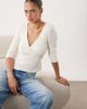 Miss Selfridge Miss Selfridge soft touch wrap corset seamed top in cream-Blonde - 1