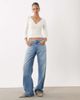 Miss Selfridge Miss Selfridge soft touch wrap corset seamed top in cream-Blonde - 2