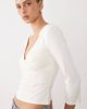 Miss Selfridge Miss Selfridge soft touch wrap corset seamed top in cream-Blonde - 3