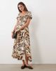 Miss Selfridge Miss Selfridge spun puff sleeve maxi dress in animal-Multi - 1