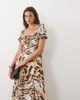 Miss Selfridge Miss Selfridge spun puff sleeve maxi dress in animal-Multi - 4