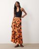 Miss Selfridge Miss Selfridge spun tiered maxi skirt in orange hibiscus print - 1