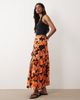 Miss Selfridge Miss Selfridge spun tiered maxi skirt in orange hibiscus print - 2
