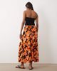 Miss Selfridge Miss Selfridge spun tiered maxi skirt in orange hibiscus print - 3
