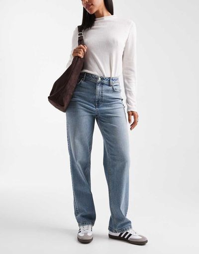Miss Selfridge Miss Selfridge straight leg jean in mid wash-Blue