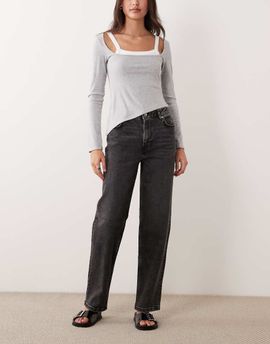 Miss Selfridge Miss Selfridge straight leg jeans in black wash