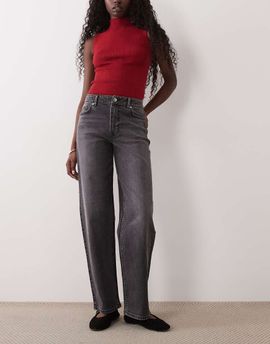 Miss Selfridge Miss Selfridge straight leg jeans in charcoal-Gray