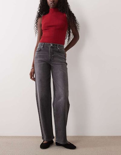 Miss Selfridge Miss Selfridge straight leg jeans in charcoal-Gray