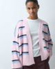 Miss Selfridge Miss Selfridge stripe fluffy edge to edge cardigan in soft pink - 1
