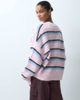 Miss Selfridge Miss Selfridge stripe fluffy edge to edge cardigan in soft pink - 4