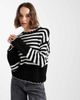 Miss Selfridge Miss Selfridge striped chunky sweater in black and white-Multi - 1