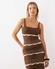 Miss Selfridge Miss Selfridge striped crochet midi dress in brown - 3