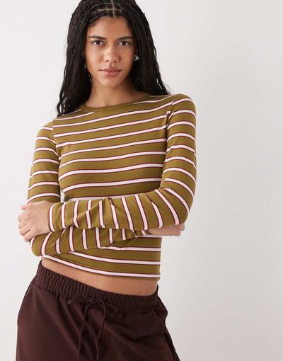 Miss Selfridge Miss Selfridge striped long sleeve top-Multi