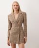 Miss Selfridge Miss Selfridge strong shoulder cinched blazer dress in check-Multi - 3