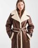 Miss Selfridge Miss Selfridge suedette borg belted wrap coat in chocolate-Brown - 2