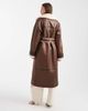 Miss Selfridge Miss Selfridge suedette borg belted wrap coat in chocolate-Brown - 3
