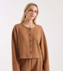 Miss Selfridge Miss Selfridge super soft cardigan in cinnamon - part of a set-Multi