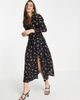 Miss Selfridge Miss Selfridge sweetheart puff sleeve midi dress in colorful floral-Black - 1