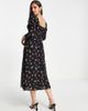 Miss Selfridge Miss Selfridge sweetheart puff sleeve midi dress in colorful floral-Black - 4