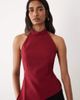 Miss Selfridge Miss Selfridge tailored backless halter top in cherry-pink - 1