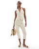 Miss Selfridge Miss Selfridge tailored capri pants in neutral gingham - part of a set - 1