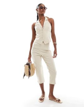 Miss Selfridge Miss Selfridge tailored capri pants in neutral gingham - part of a set