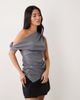 Miss Selfridge Miss Selfridge tailored drape top in gray - 1