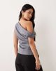 Miss Selfridge Miss Selfridge tailored drape top in gray - 4