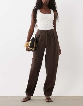 Miss Selfridge Miss Selfridge tailored fluid balloon pants in chocolate-Brown